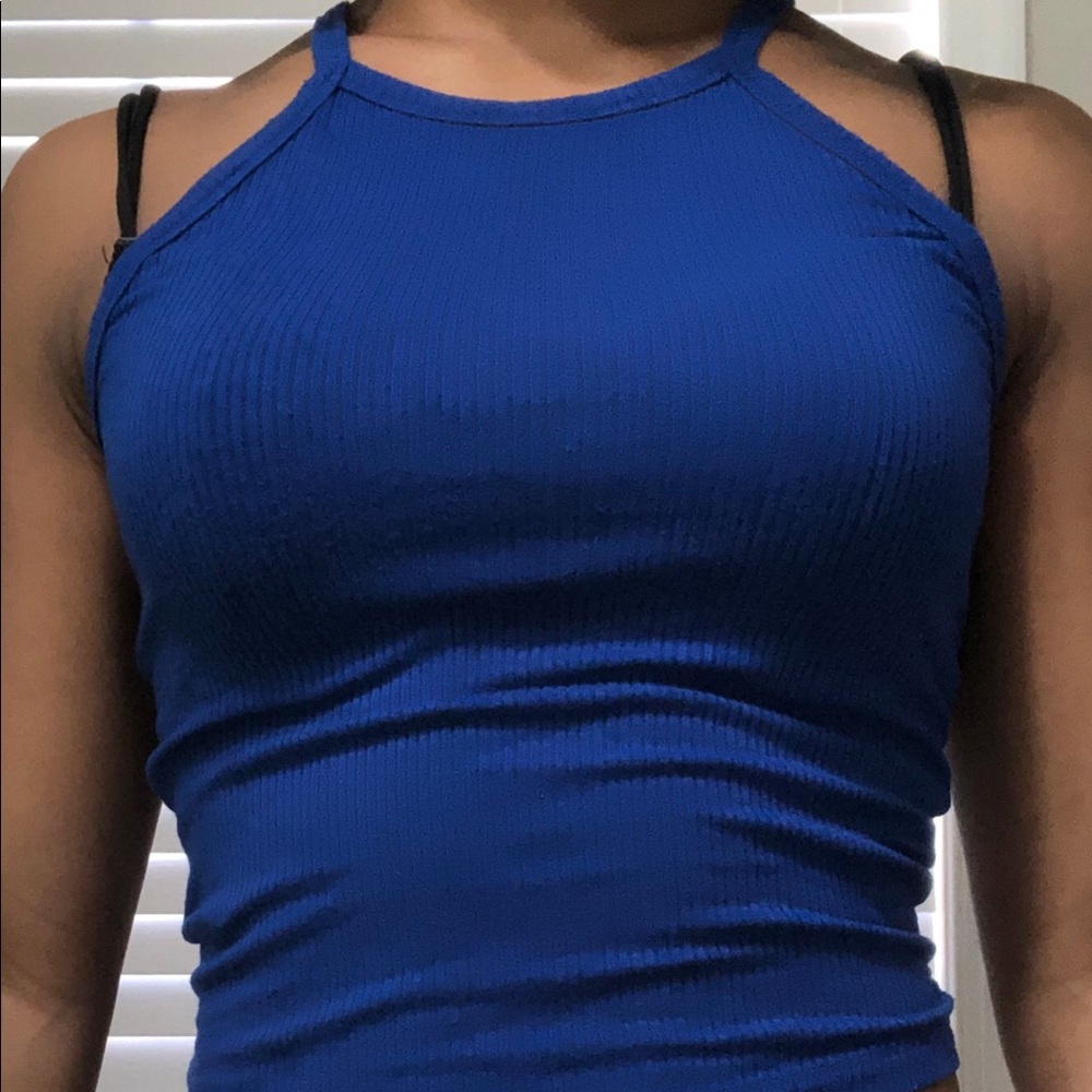 Navy-Light blue Halter Top